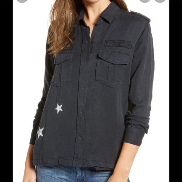 Rails Tops - Rails Kato Military Embellished Shirt Jacket Dark Gray